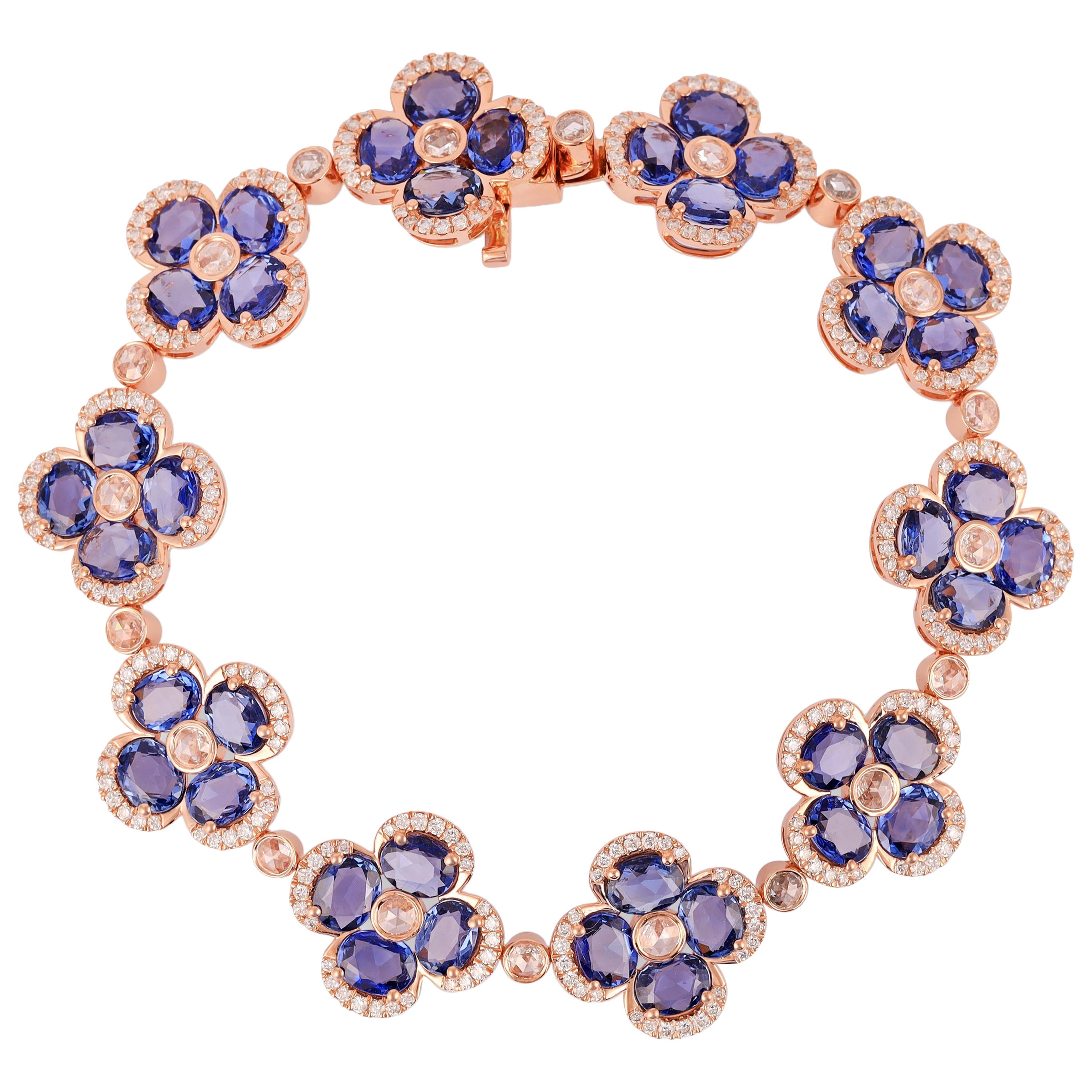 Pulsera de Zafiro y Diamantes de 15,66 Quilates en Oro Blanco de 18k