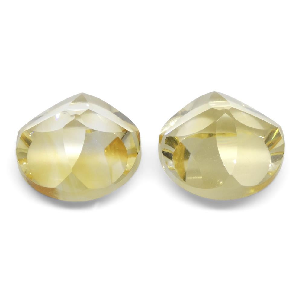 Round Cut 15.66ct Round Citrine Fantasy/Fancy Cut Pair For Sale