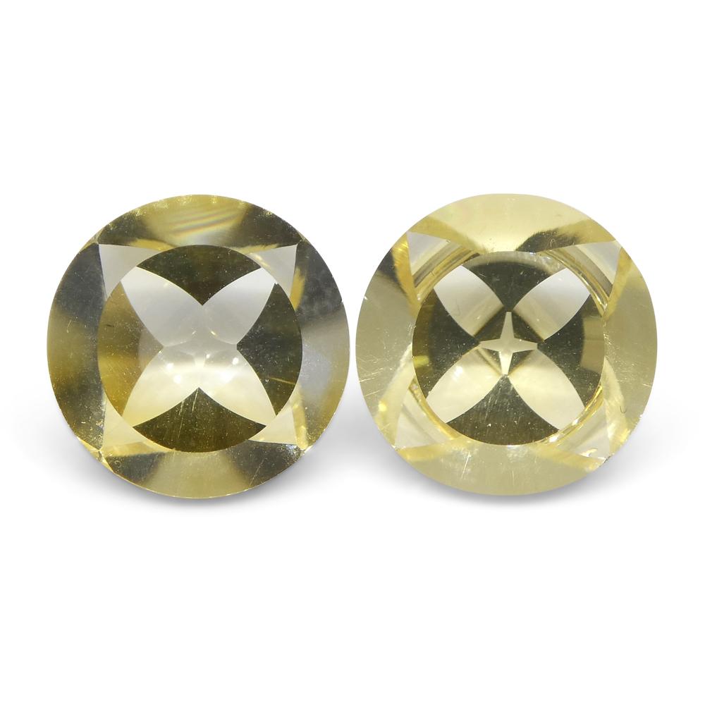 15.66ct Round Citrine Fantasy/Fancy Cut Pair In New Condition For Sale In Toronto, Ontario