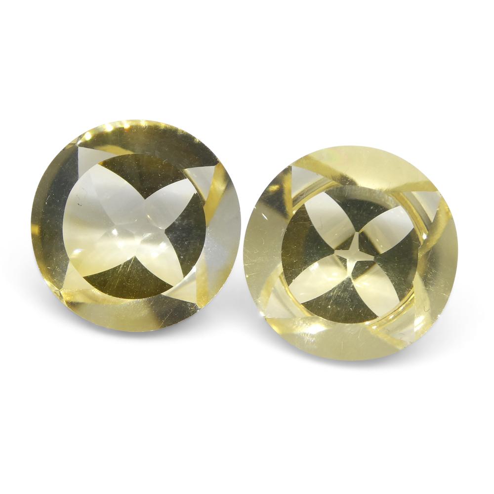 15.66ct Round Citrine Fantasy/Fancy Cut Pair For Sale 1