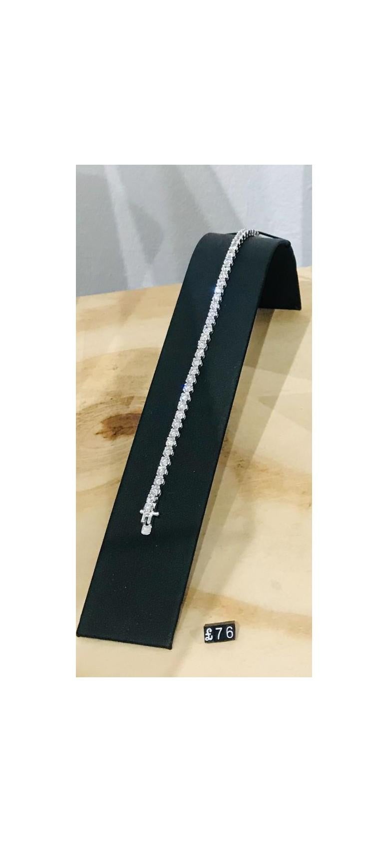 Women's 15.68 Carat Brilliant Cut Cubic Zirconia Sterling Silver Classic Line Bracelet For Sale