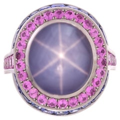 15.69ct Purple Star Sapphire 3.89cttw Blue & Pink Sapphire in Platinum R. Procop