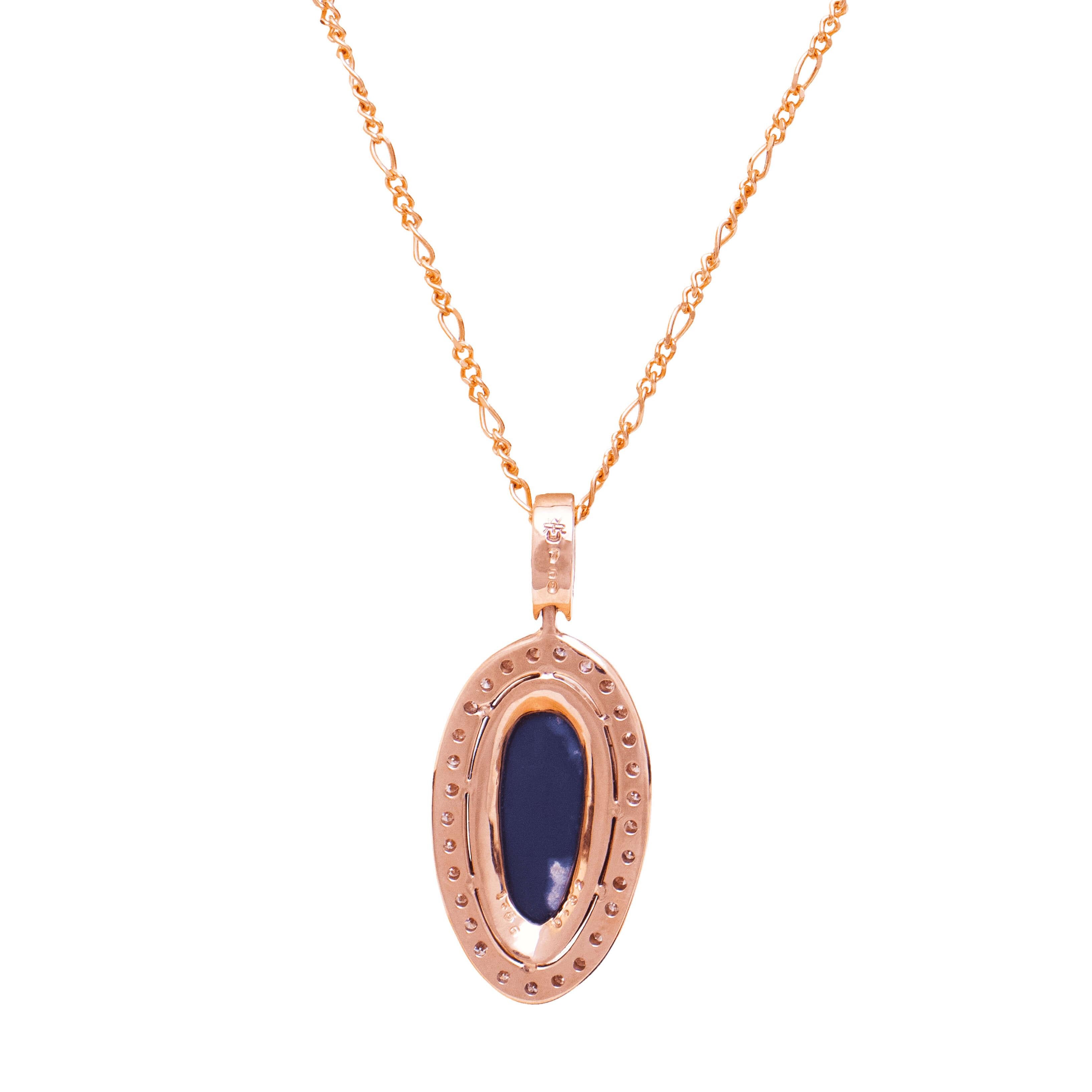 1,56 Karat australischer schwarzer Opal, Diamant & 18 Karat Roségold Halskette im Angebot 2