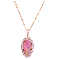 1.56ct Australian Black Opal, Diamond & 18k Rose Gold Necklace