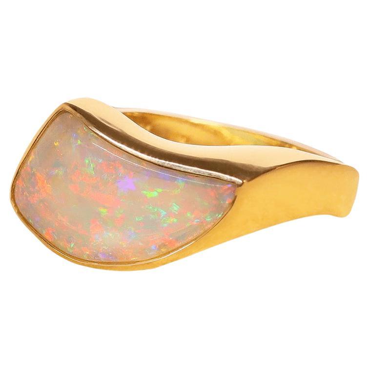 1.56 Carat Australian Opalised Shell & 18k Gold Ring For Sale