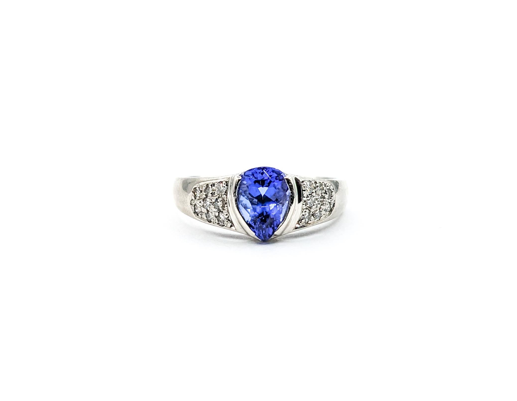 Women's 1.56ct Blue Tanzanite & Diamond Ring In Platinum For Sale