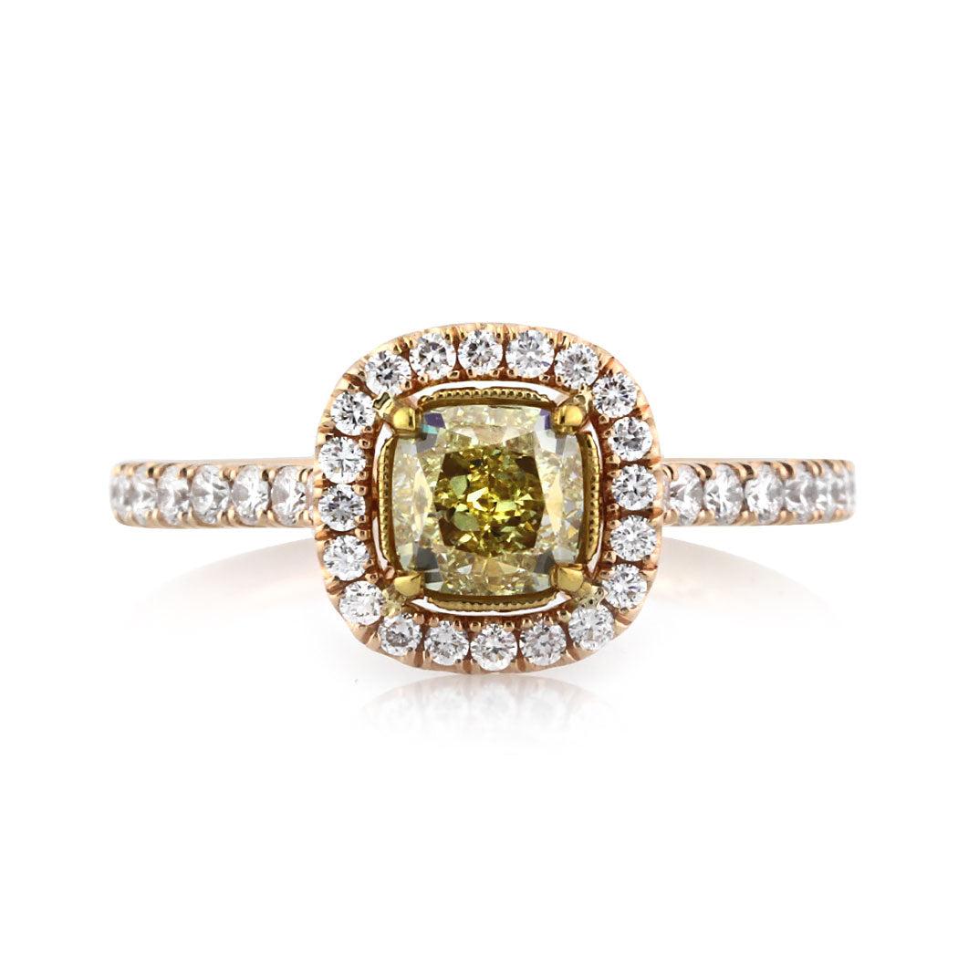 1.56ct Fancy Vivid Yellow Cushion Cut Diamond Engagement Ring