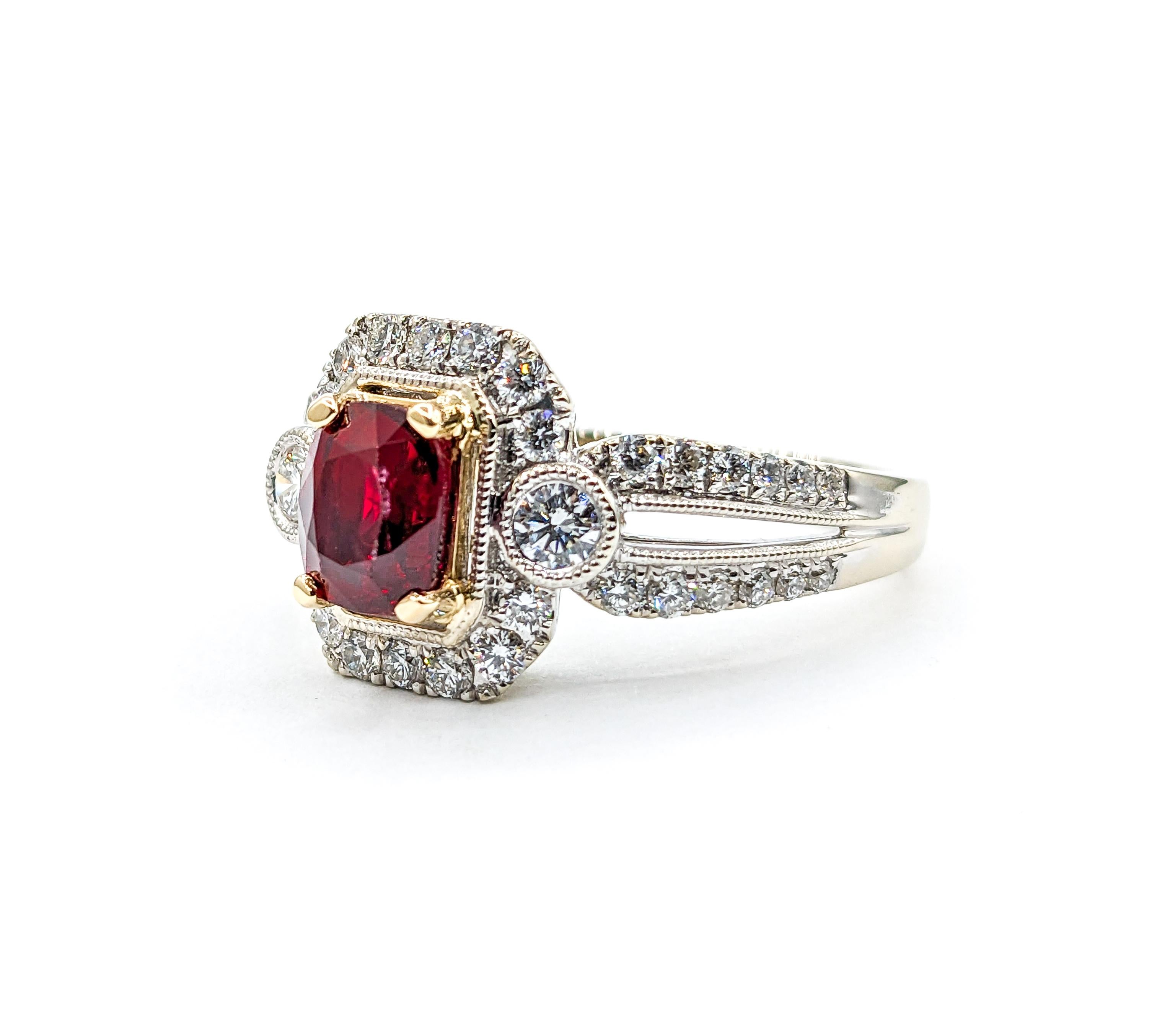 1.56ct GIA Certified Ruby & Diamond Fashion Ring 18k For Sale 5