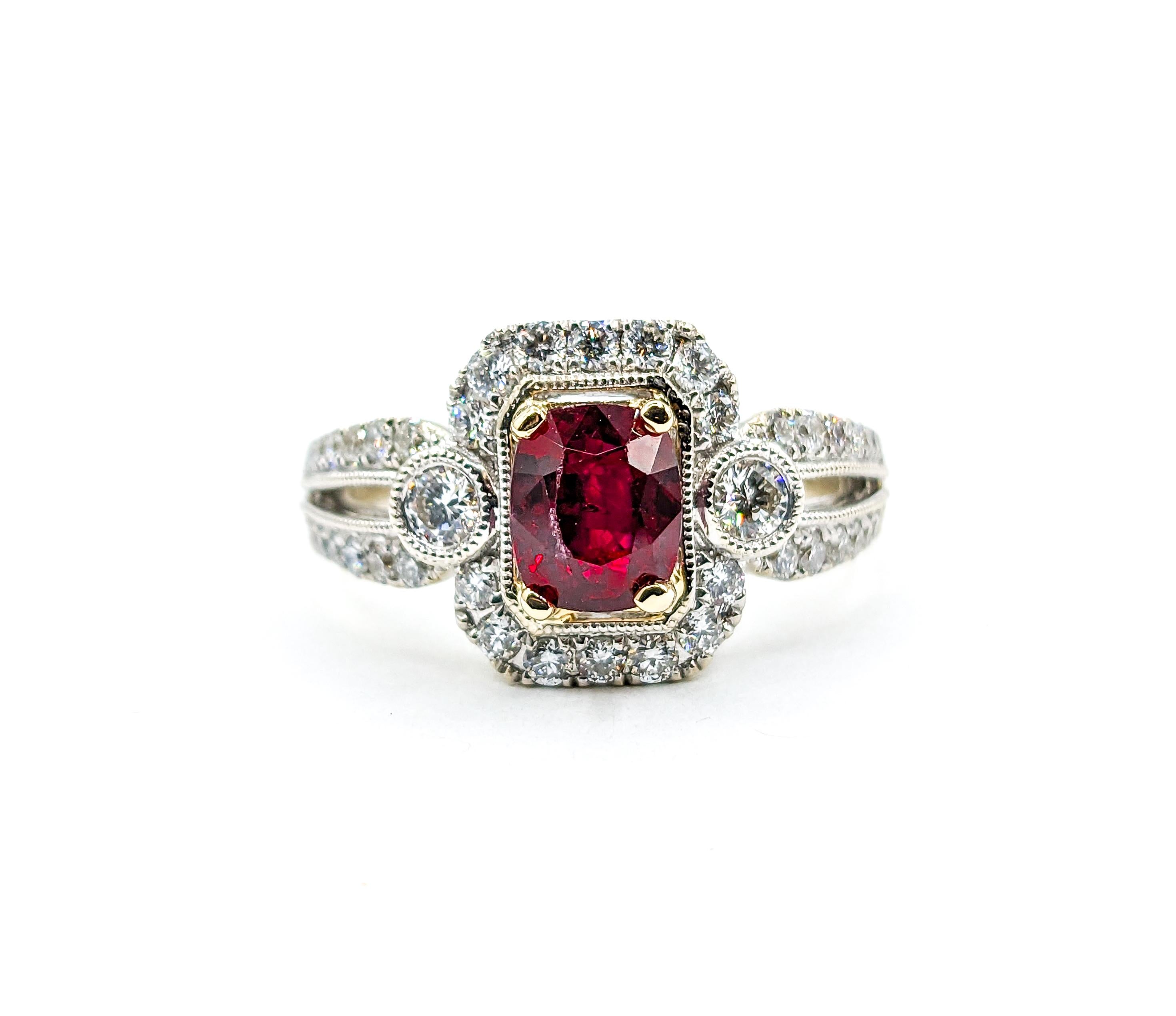1.56ct GIA Certified Ruby & Diamond Fashion Ring 18k For Sale 6