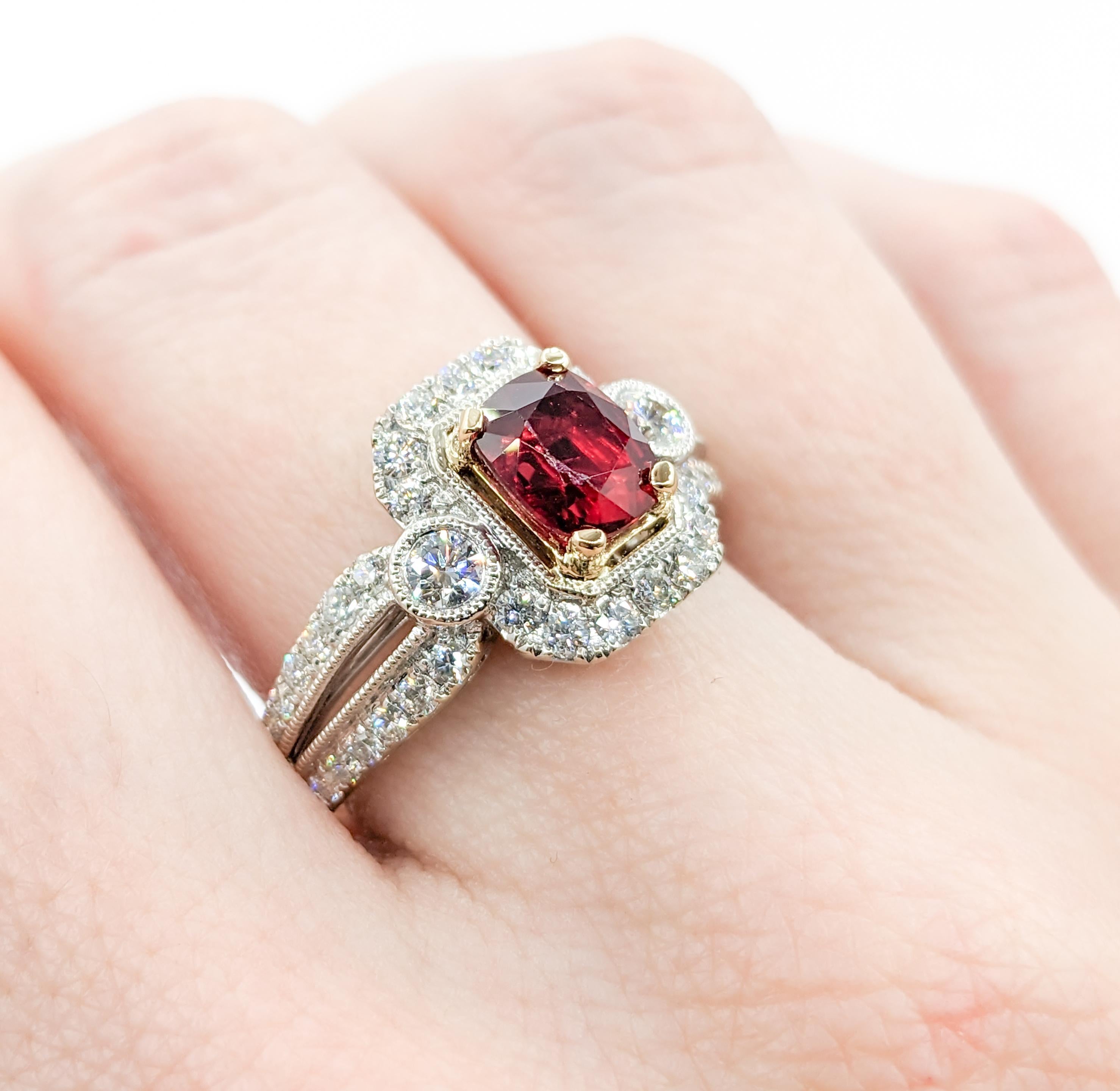 1.56ct GIA Certified Ruby & Diamond Fashion Ring 18k In Good Condition For Sale In Bloomington, MN