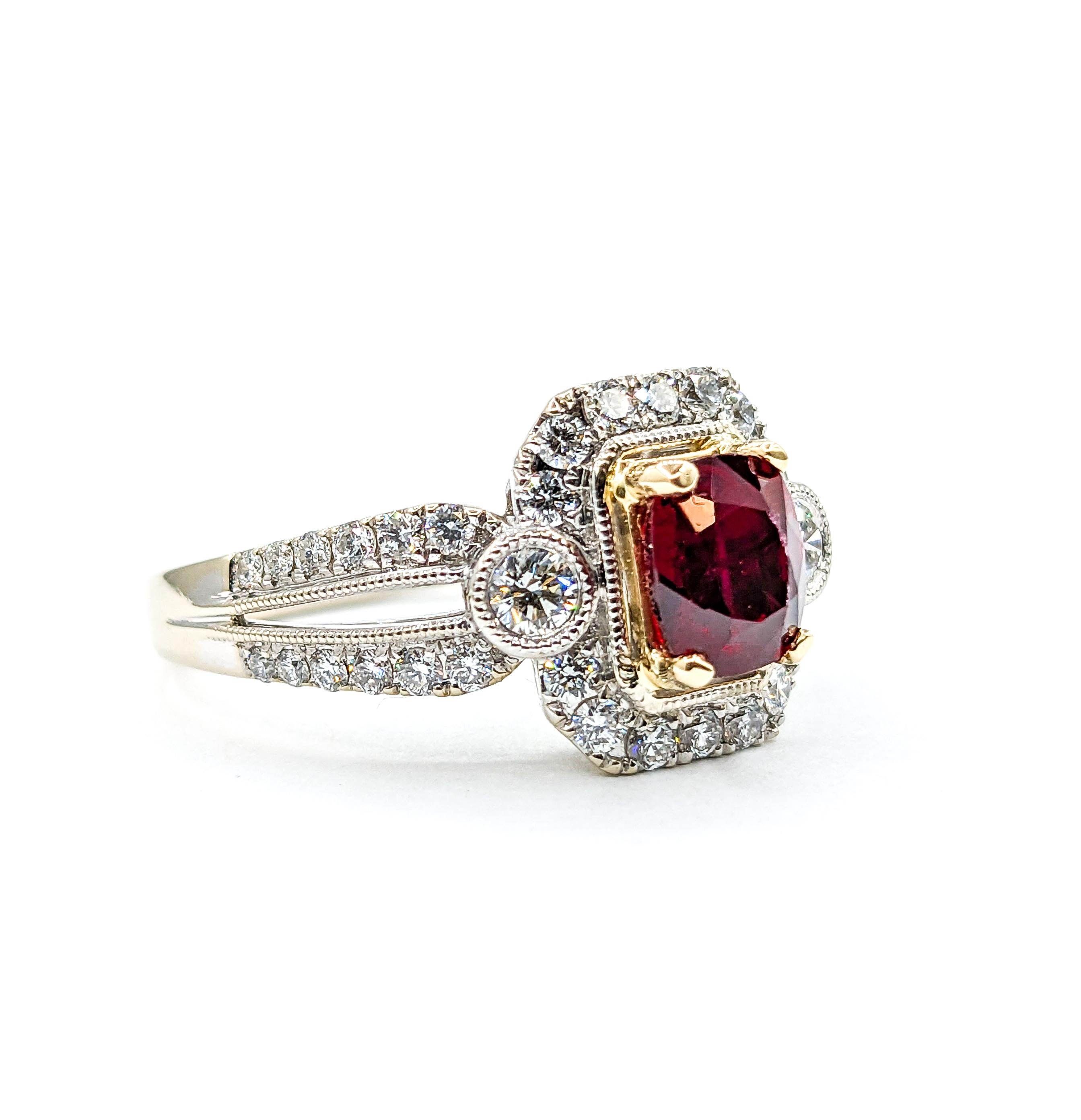 Women's 1.56ct GIA Certified Ruby & Diamond Fashion Ring 18k For Sale