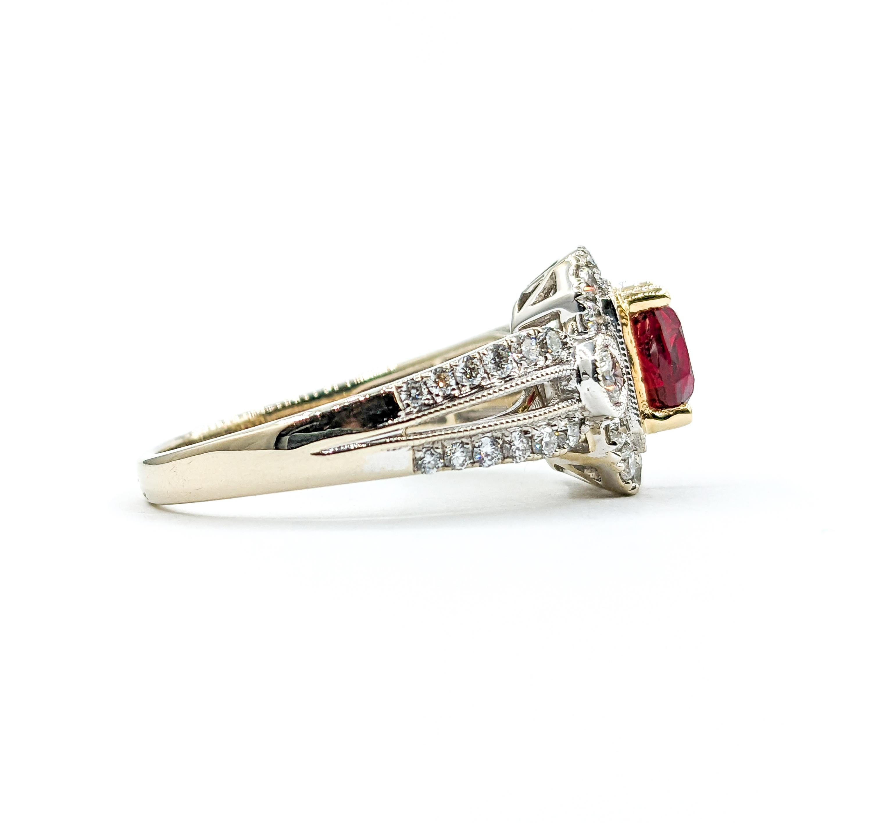 1.56ct GIA Certified Ruby & Diamond Fashion Ring 18k For Sale 2