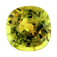 1.56ct GIA Certified Yellow Green Chrysoberyl Cushion Cut Gem 6.7x6.7mm