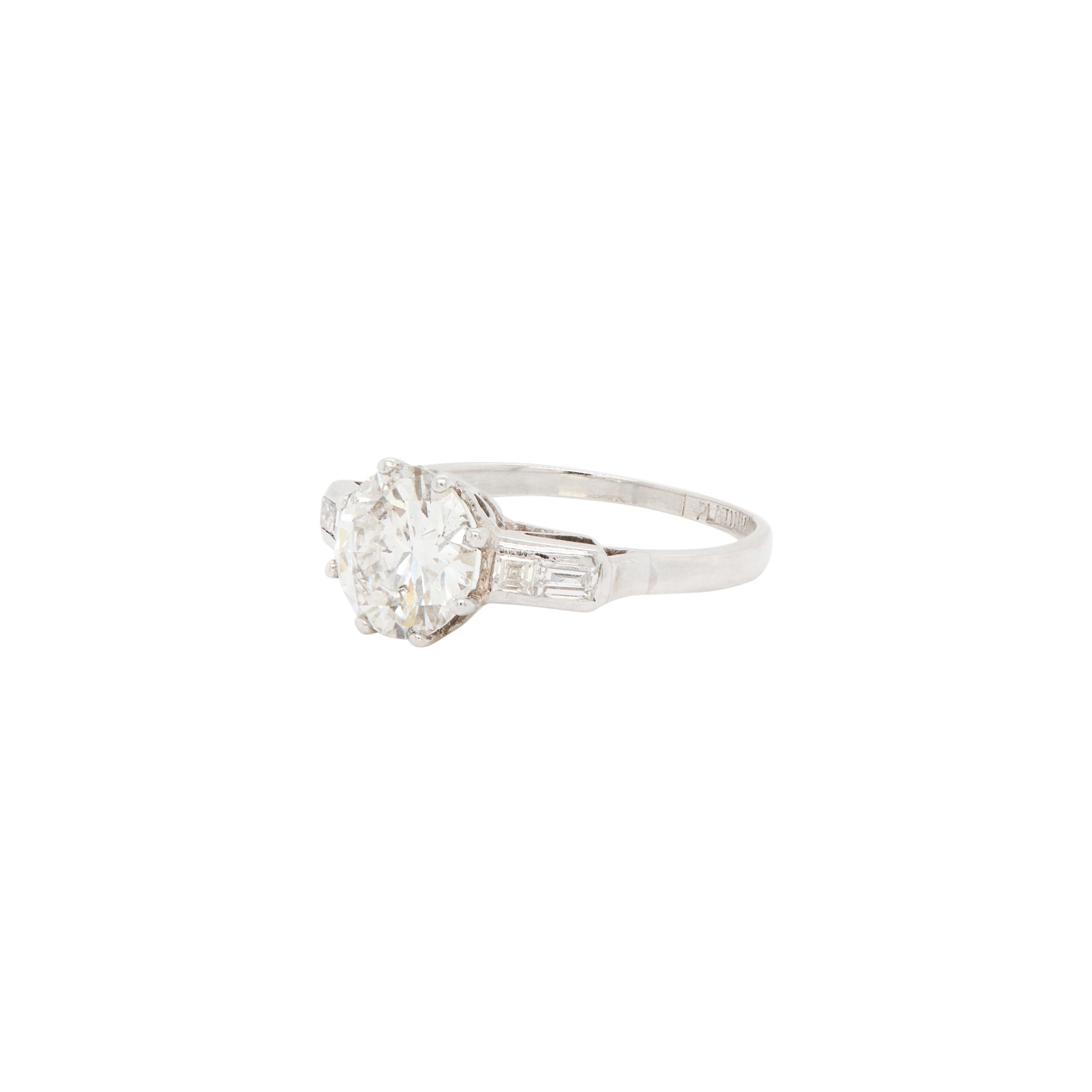Art Deco 1.56ct Old Cut Diamond & Platinum Antique Engagement Ring, c.1920s For Sale