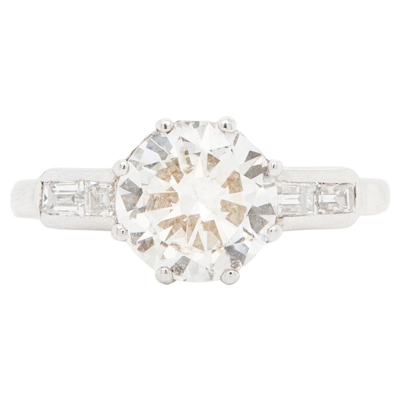 1.56ct Old Cut Diamond & Platinum Antique Engagement Ring, c.1920s For Sale