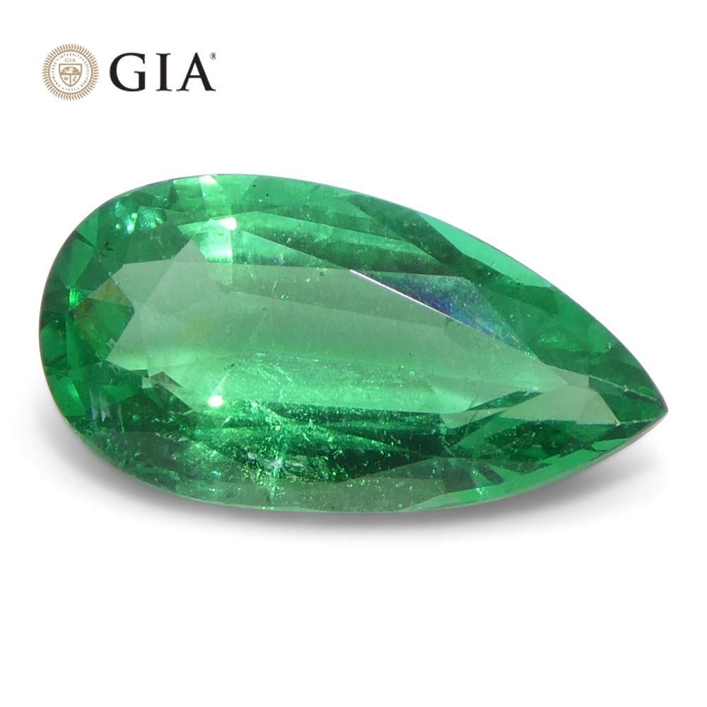 1.56ct Pear Green Emerald GIA Certified Zambia (F1) For Sale 5