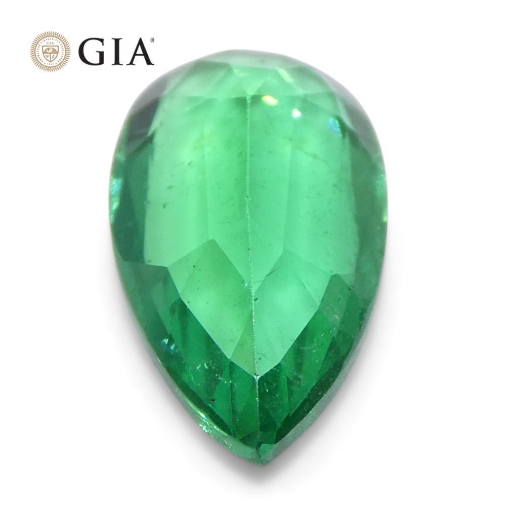 1.56ct Pear Green Emerald GIA Certified Zambia (F1) For Sale 6