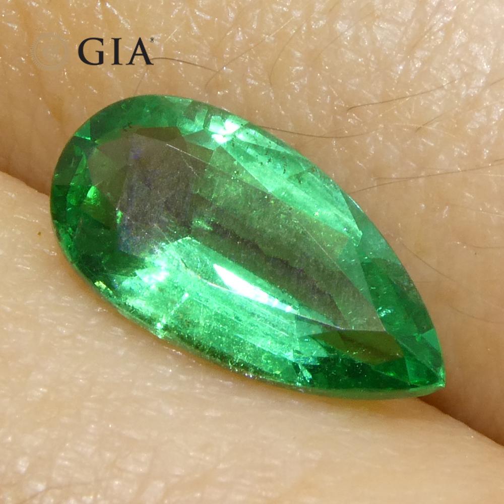 1.56ct Pear Green Emerald GIA Certified Zambia (F1) For Sale 7