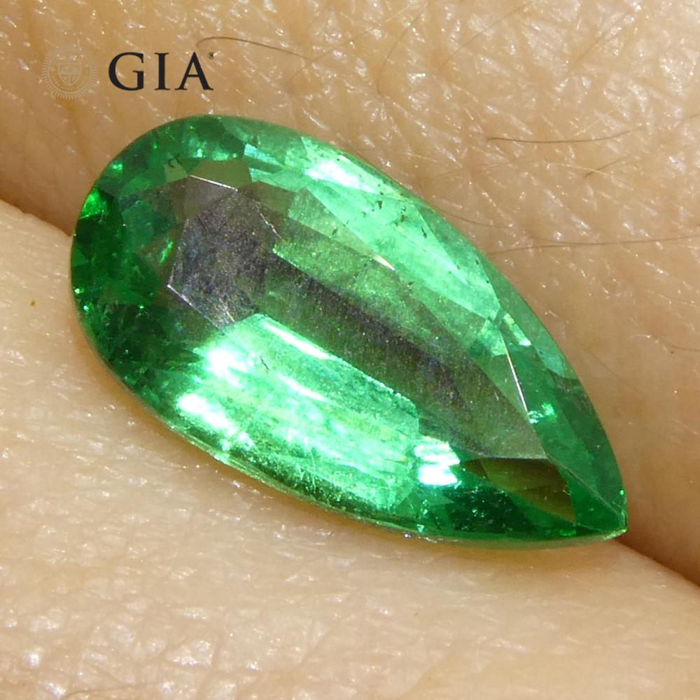 1.56ct Pear Green Emerald GIA Certified Zambia (F1) For Sale 8