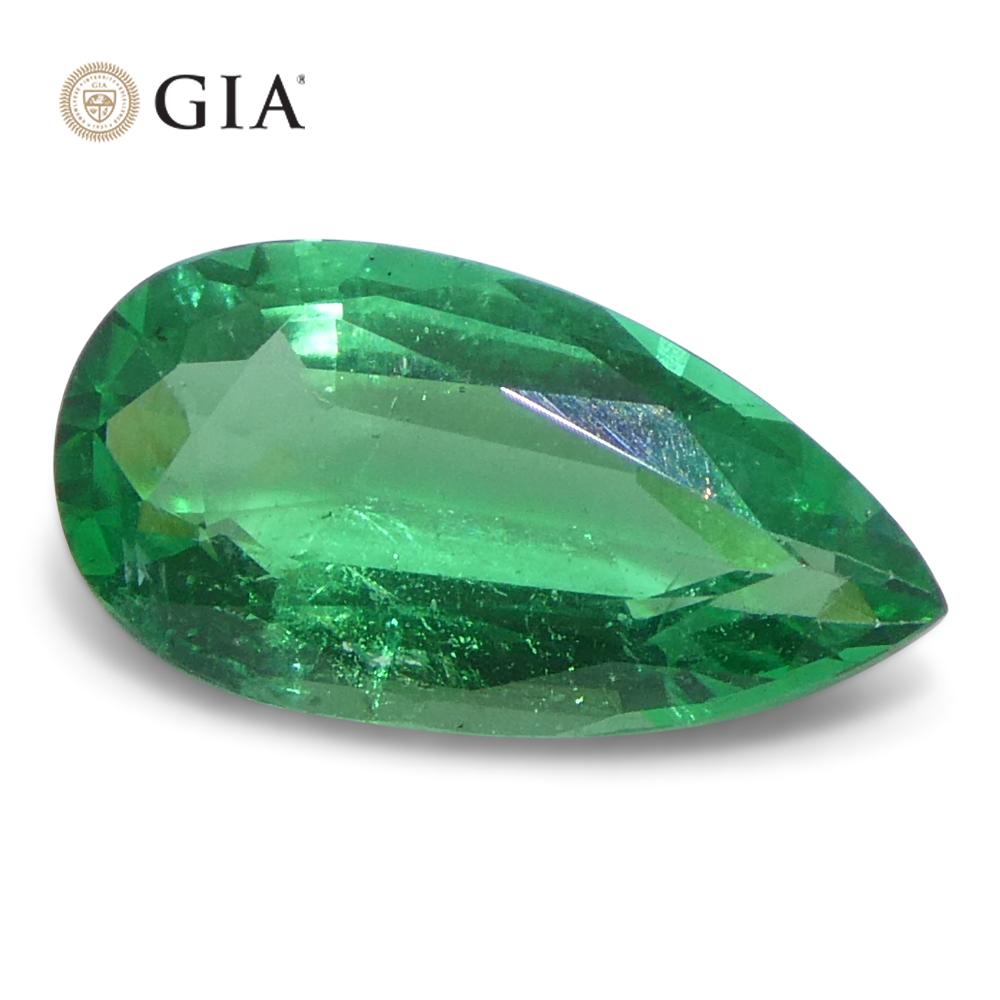 1.56ct Pear Green Emerald GIA Certified Zambia (F1) In New Condition For Sale In Toronto, Ontario