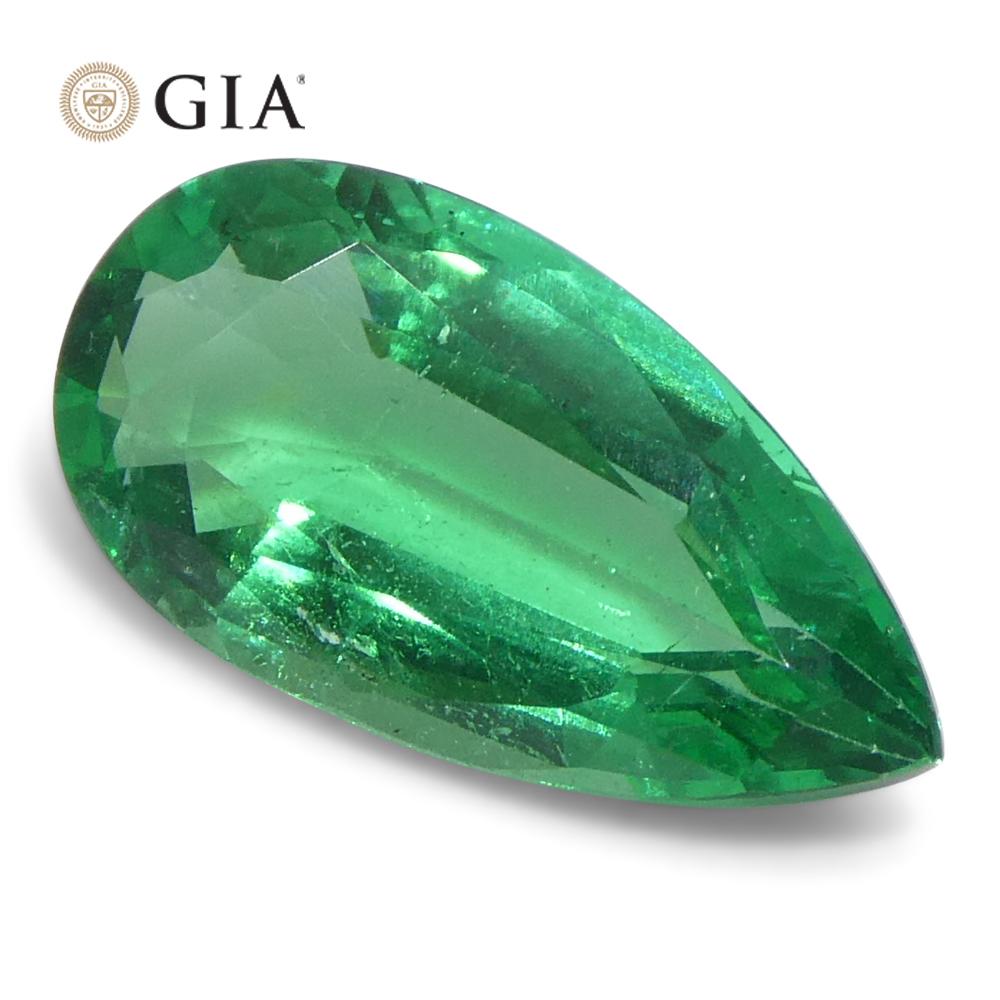 1.56ct Pear Green Emerald GIA Certified Zambia (F1) For Sale 4