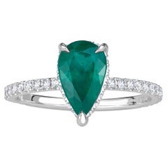 1.56ct Pear Shaped Green Emerald Engagement Ring