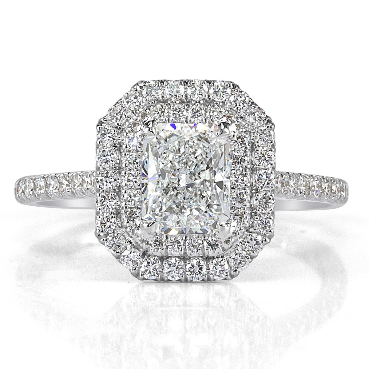 1.56ct Radiant Cut Diamond Engagement Ring For Sale