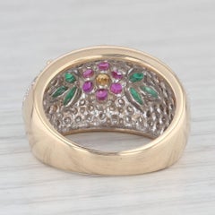 1.56ctw Gemstone Flower Ring 14k Gold Diamond Ruby Emerald Sapphire Size 6