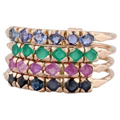 1.56ctw Multiband Gemstone Harem Ring 14k Rose Gold Sapphire Ruby Chalcedony