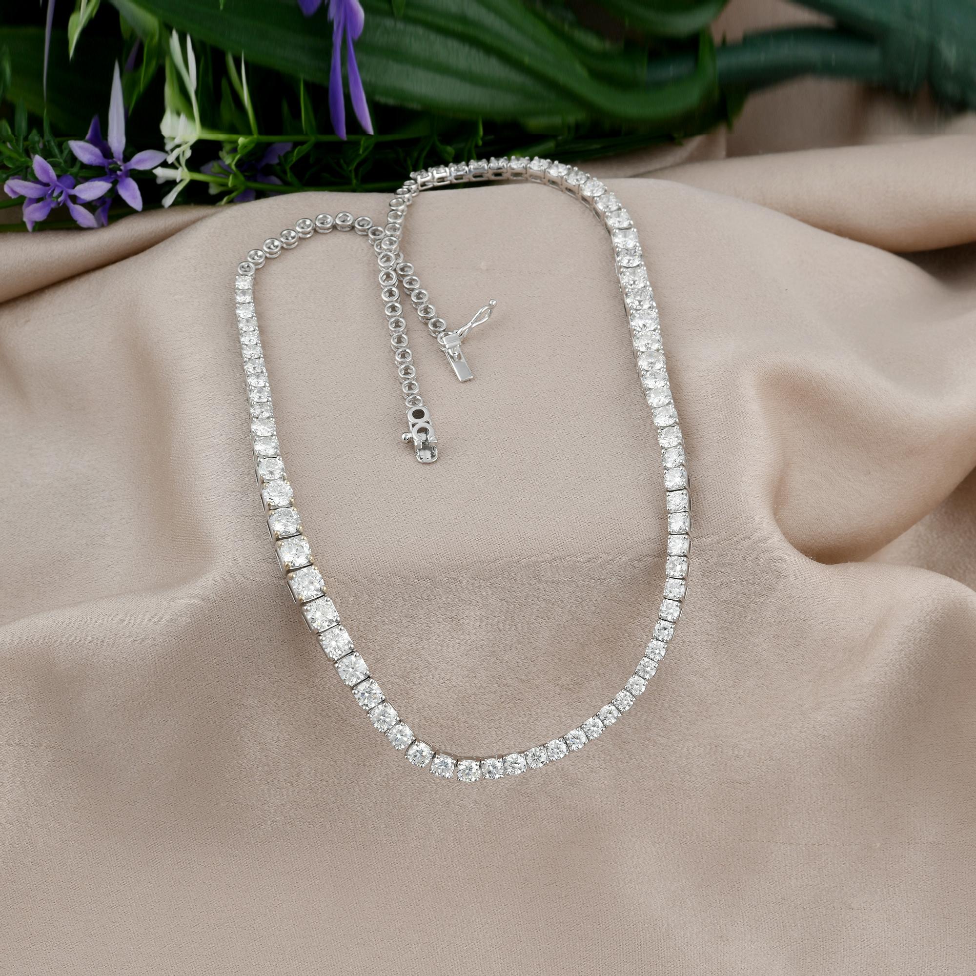 15.6CTW SI Claridad HI Color Diamante Redondo Collar Tenis Oro Blanco 14 Kilates Corte redondo en venta