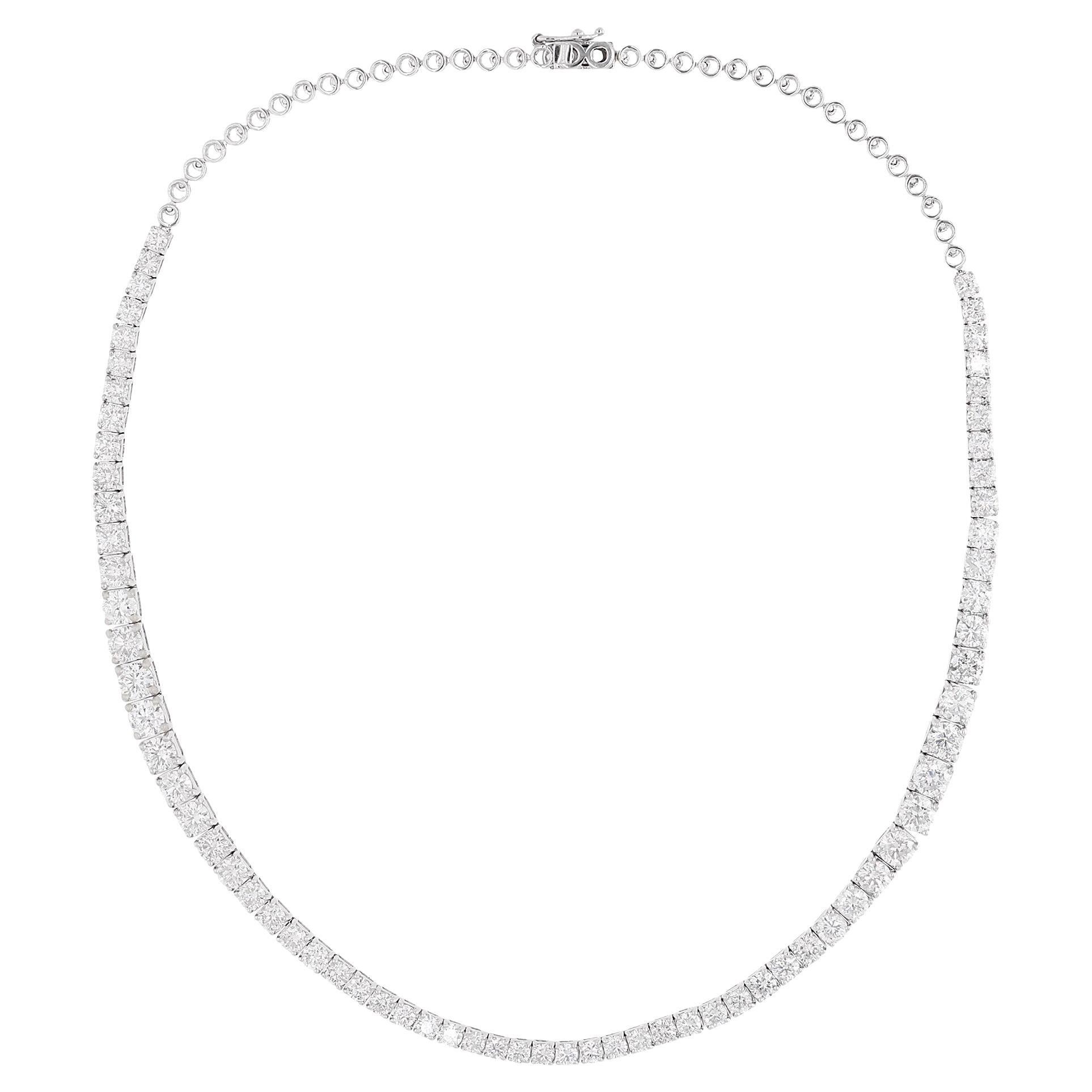 15.6CTW SI Clarity HI Color Collana Tennis con diamanti tondi in oro bianco 14 carati