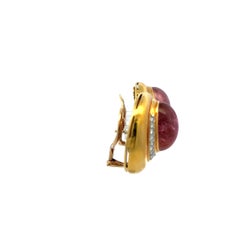 15.7–11.5mm Pink Tourmaline Clip-On Earrings 1.60ct G VS Diamonds 18K Gold