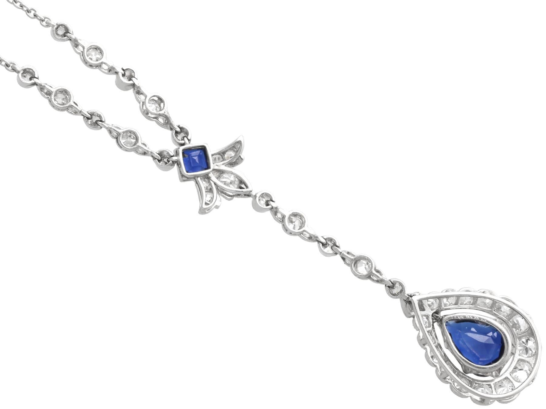 Ciondolo in platino con zaffiro basaltico da 1,57 carati e diamante da 1,20 carati Circa 1915 in vendita 4