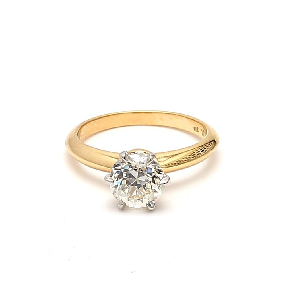 1,57 Carati Taglio Circolare Brillante L SI2 Diamante 18 Karati Oro Giallo Rin in vendita 5