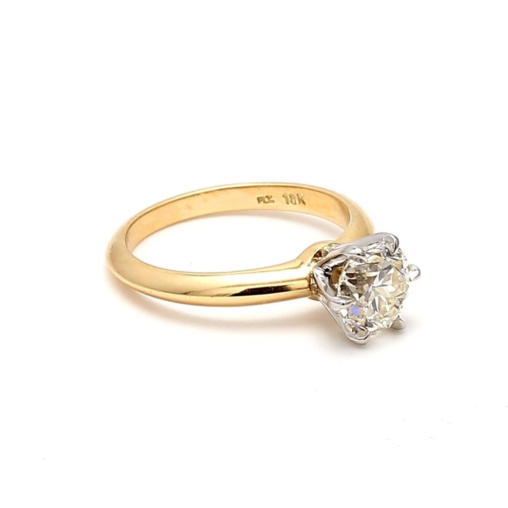 Taglio brillante 1,57 Carati Taglio Circolare Brillante L SI2 Diamante 18 Karati Oro Giallo Rin in vendita