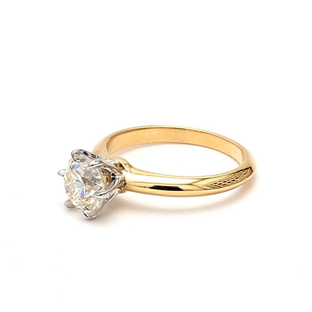 1,57 Carati Taglio Circolare Brillante L SI2 Diamante 18 Karati Oro Giallo Rin in vendita 4
