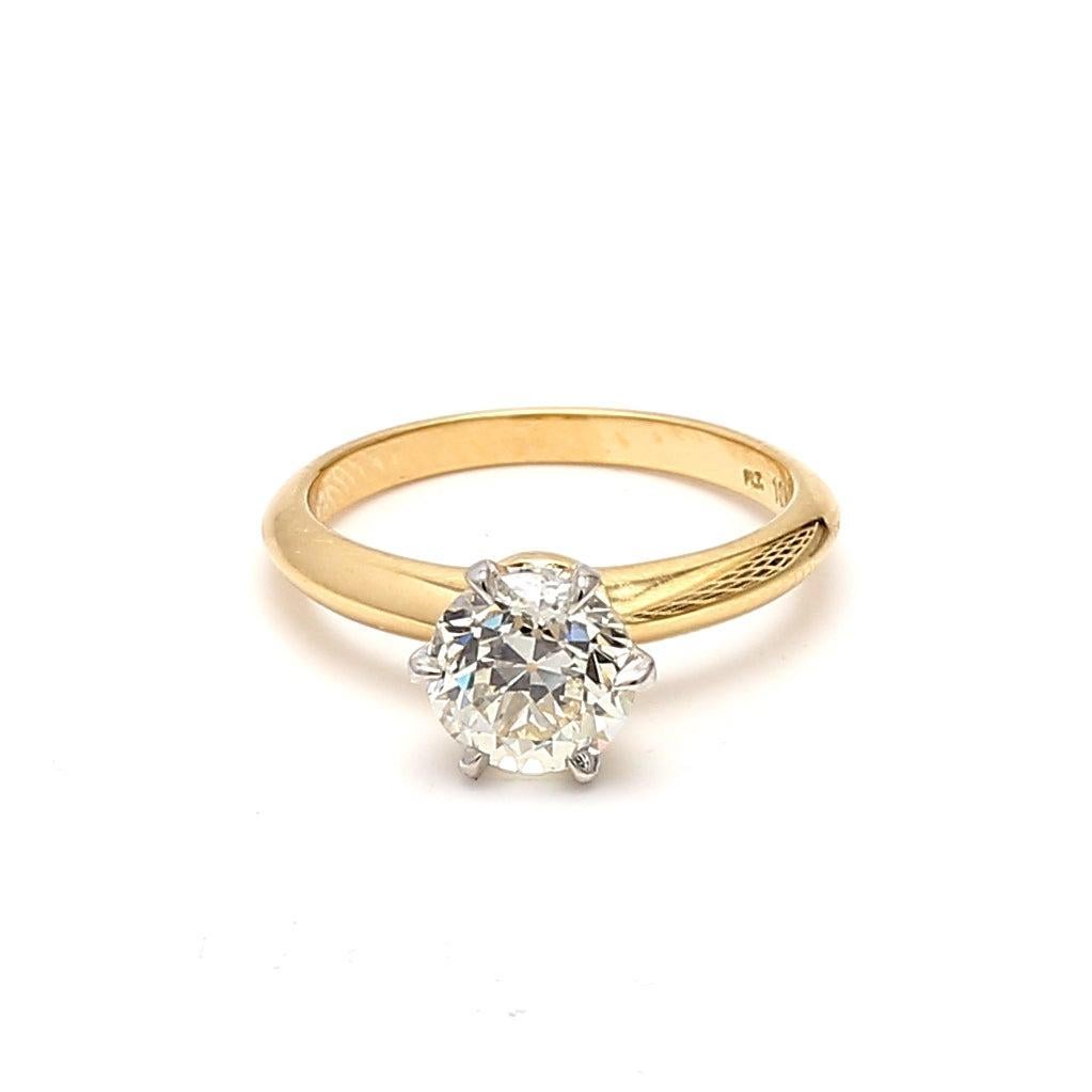 1,57 Carati Taglio Circolare Brillante L SI2 Diamante 18 Karati Oro Giallo Rin in vendita