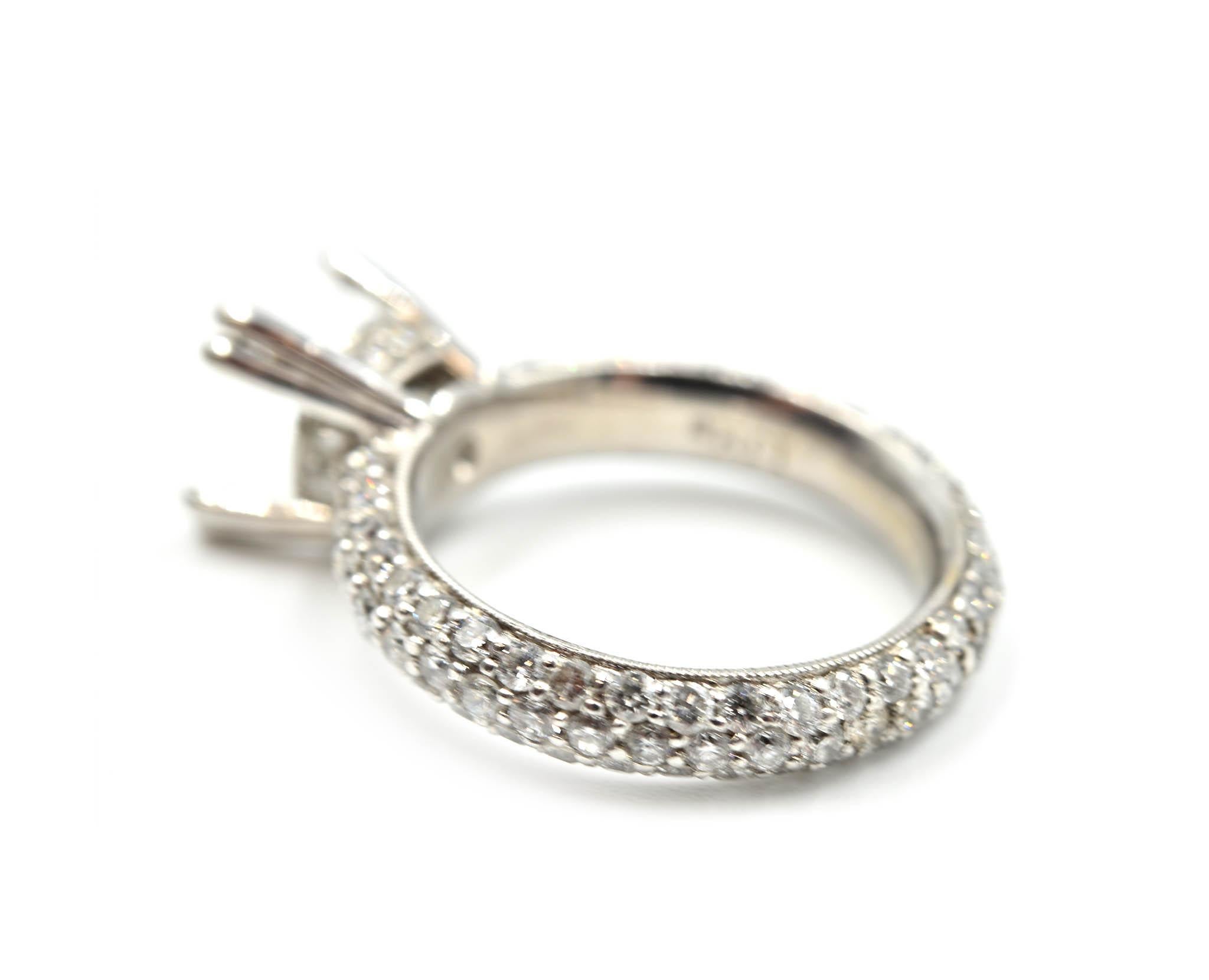 Women's 1.57 Carat Diamond 18 Karat White Gold Semi-Mount Engagement Ring