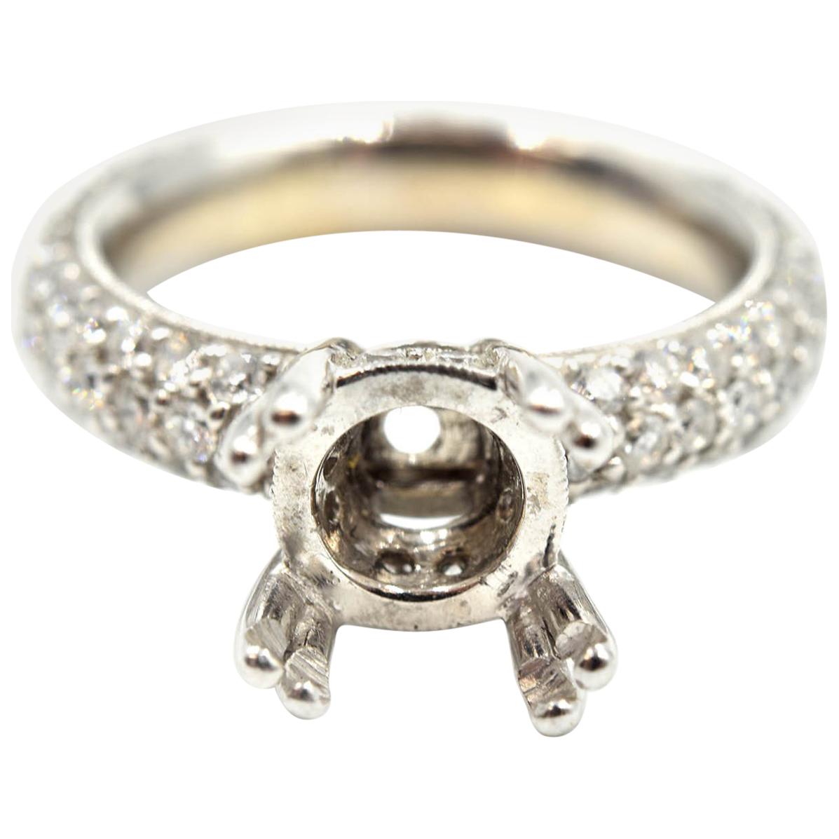 1.57 Carat Diamond 18 Karat White Gold Semi-Mount Engagement Ring