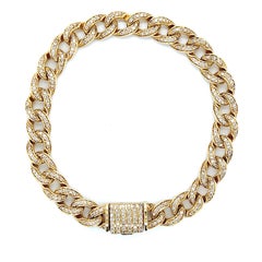 1.57 Carat Diamond Cuban Link Bracelet 18k Yellow Gold