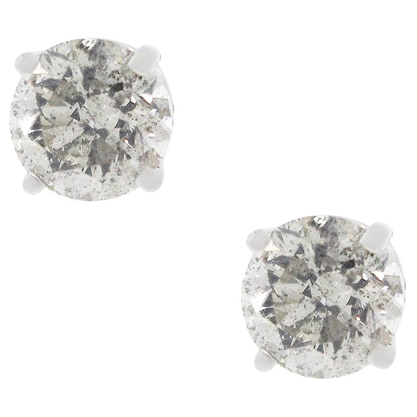 1.57 Carat Diamond Stud Earrings For Sale