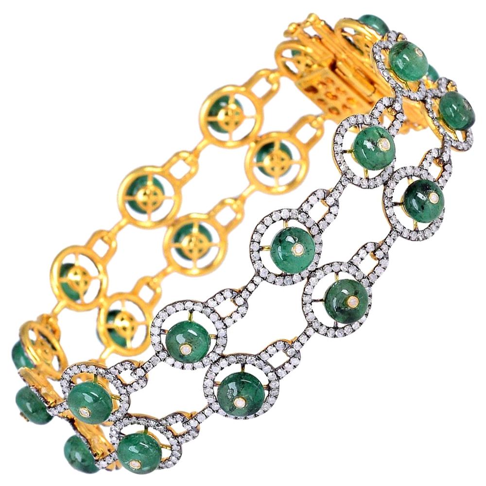 15.7 Carat Emerald Diamond Bangle Bracelet