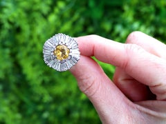 1.57 Carat Heliodor 3.20 Carat Diamond Platinum Ballerina Cluster Ring