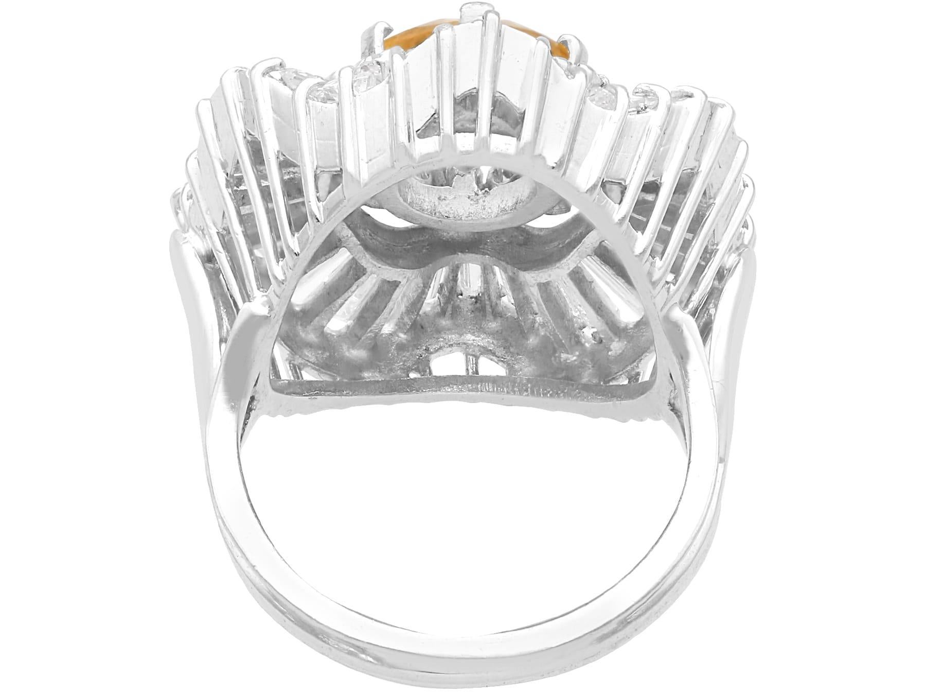 1.57 Carat Heliodor 3.20 Carat Diamond Platinum Ballerina Ring Circa 1960 For Sale 1