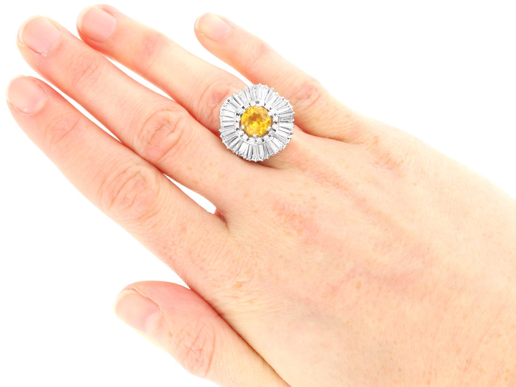 1.57 Carat Heliodor 3.20 Carat Diamond Platinum Ballerina Ring Circa 1960 For Sale 4