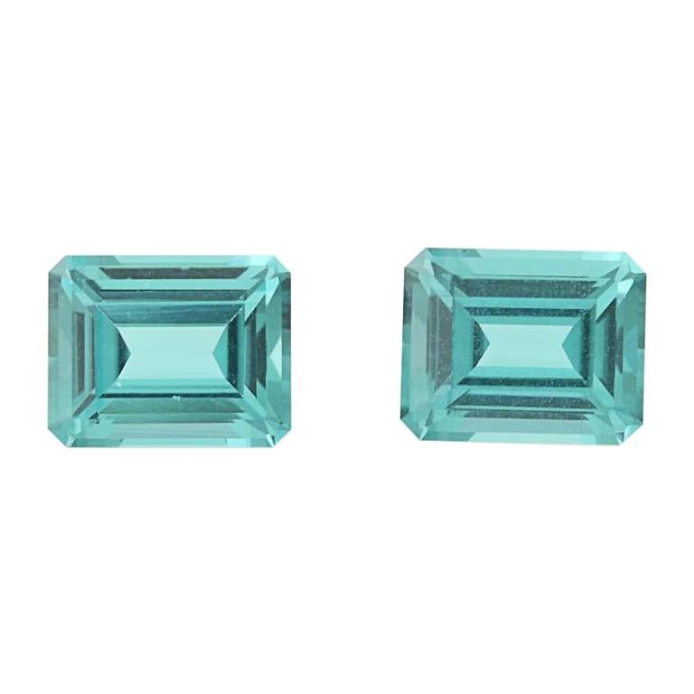 1.57 Carat Loose Tourmaline Gemstones, Emerald Cut Set of Two