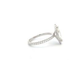 1.57 Carat Marquise Brilliant Cut Diamond Halo Engagement Ring in White Gold