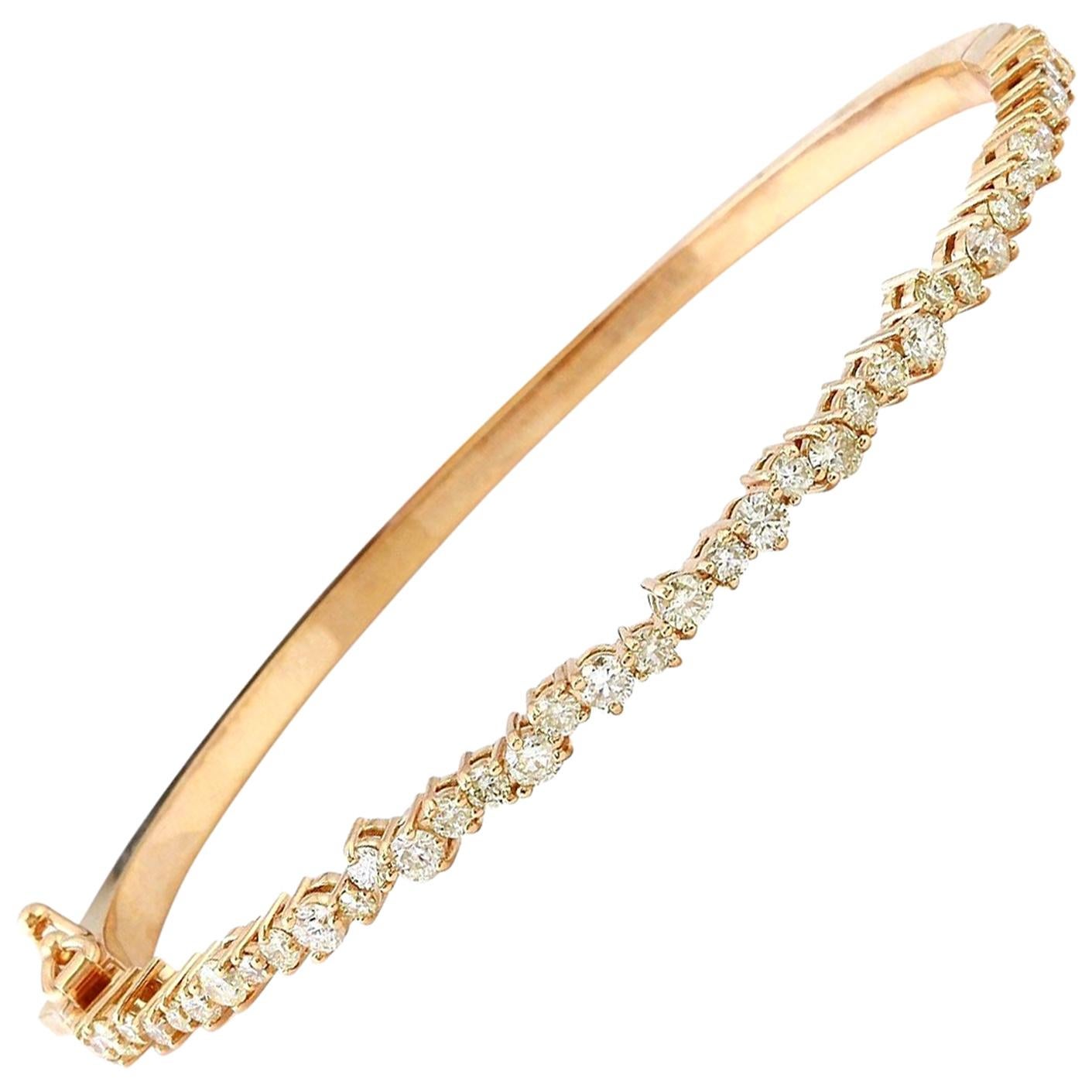 5.40 Carat Diamond 18 Karat Solid Rose Gold Bracelet For Sale at 1stDibs