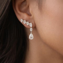 1.57 Carat Natural Diamond Drop Earrings 18k White Gold Jewelry