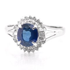 1.57 Carat Natural Sapphire and Diamond Ballerina Cocktail Ring set in Platinum